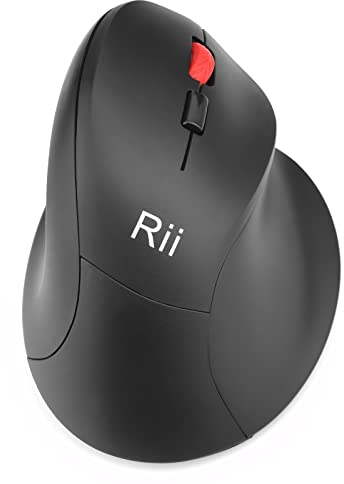 Rii Vertikale Maus Kabellos Maus, Ergonomische Maus Kabellos 2.4GHz, Funkmaus für Laptop mit RGB, Computer Maus mit 800/1200/1600, Wiederaufladbarer Akku