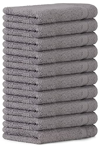 Luckytowel 10er Set Seiftücher 30x30 cm 100% Baumwolle, 600g/m² Oeko-Tex Waschlappen Set 10er Pack Grau