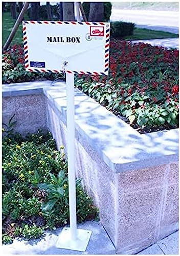 Mailbox Vertical Mailbox Floor Standing Letterbox With Keys White Decorative Mail Box Envelope Shape Rustproof Mail Box For Outside Garden Decoration,Floor-standing,Friendly321