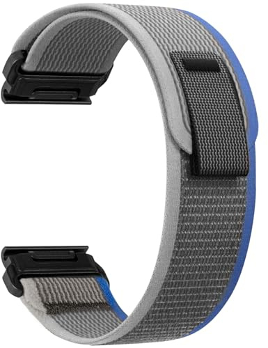 ZoRoll 22mm QuickFit Bracelet pour Garmin Fenix 8 pro 47mm/8/7 Pro/7/6 Pro/6/5 Plus, Souple Élastique Nylon Bracelets pour Garmin Tactix 8 47mm/Descent/Epix/Approach S70/Forerunner 965 - Gris