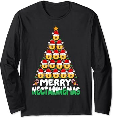 Fruit Nectarine Xmas Shirt Merry Nectarinemas Christmas Tree Long Sleeve T-Shirt