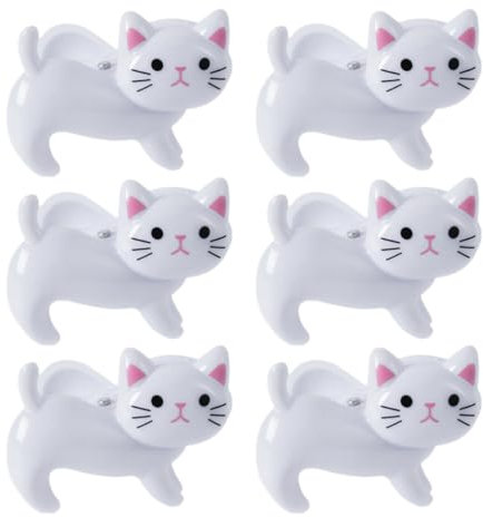 Garneck 6pcs Cat Shape Windproof Iron Clothes Clips Strong Large Multifunctional Laundry Pegs for Home Sock Fixing White
