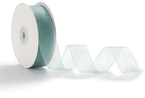 AOKSUNOVA Organzaband Schleifenband Hochzeit Organza Geschenkband Blått Grått
