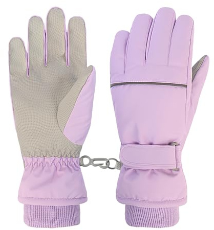 QKURT Guantes de Esquí para Niños, Guantes de Nieve Impermeables, Manoplas al Aire Libre a Prueba de Viento, Guantes de Patinaje de Snowboard para Trineo de Invierno para Niños y Niñas de 4 a 15 Años