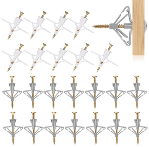 100 Pièces Cheville Brique Creuse (100 Chevilles Placo + 100 Vis), Cheville Placo Charge Lourde avec Vis, Fixations pour Plaques de Plâtre, Vis et Cheville Parpaing Creux pour Murale Plaque de Plâtre