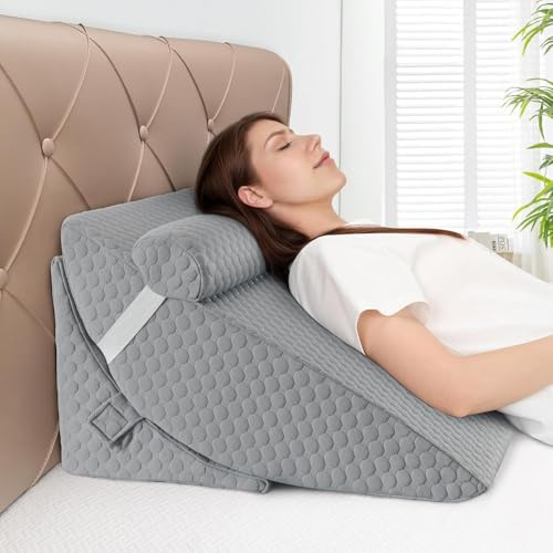 Babenest Oreiller de lit orthopédique en forme de coin, ensemble de 3 oreillers triangulaires avec appui-tête pour l'élévation des jambes, après chirurgie, reflux acide, soutien du dos, coussin