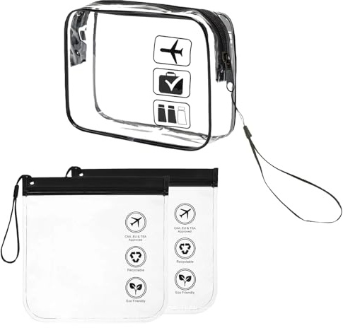 AYNKH PVC kosmetiska väskor, genomskinliga kulturväskor, vattentätt handbagage, flygplansbagage, resetillbehör, Benvitt, Modern