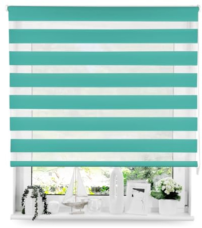 Tom'Shop Tom'Shop® Doppelrollo DuoRollo (Türkis 160cm x 150 cm) Duo Rollos für Fenster Schrauben mit Bohren mit Schrauben Fensterabdeckung Fensterrollo leichte Montage