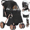 YITAHOME Hundewagen Hundebuggy klappbar für Hunde & Katzen bis 22 kg Katzenbuggy mit 360°-Drehrädern, Tragetasche, Kissen Netzfenstern Türen Katzenwagen mit Aufbewahrungskorb Buggy (Schwarz)
