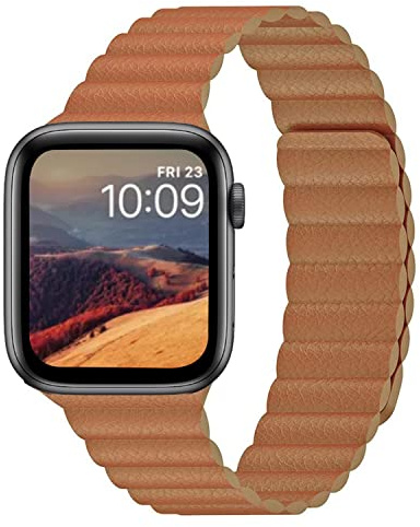 Seagtigau Kompatibelt med Apple Watch-armband 49 mm, 46 mm, 45 mm, 42 mm, 41 mm, 40 mm, 38 mm, magnetiskt läderarmband för iWatch Series 10/9/8/7/SE/6/5/4/3/2/1, Ultra 2/1, 38/40/41 mm, PU-läder