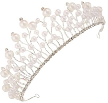 DEARMAMY Couronne De Reine Perles Simulées -tête Pour Cheveux Décoration De Gâteau Accessoire Pour Garçon Fille Mariage Et Fête
