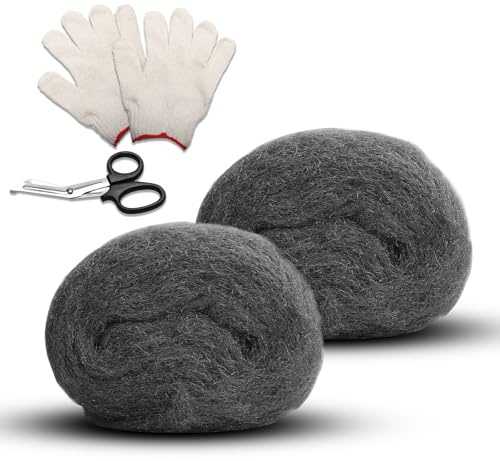 Lana D'acciaio 0# Fine Lana di Acciaio - Topi in Lana D'acciaio 3 m 0# con Guanti, Forbici per Sigillare Spazi Vuoti, Pulire