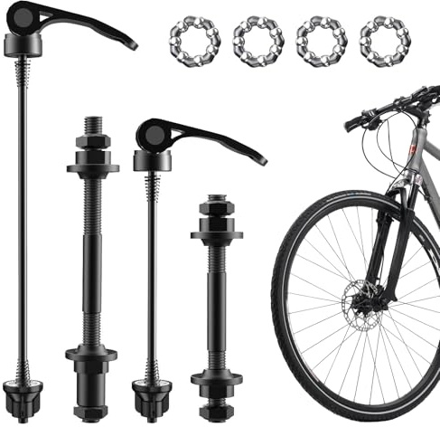 SANLIUBA 8 Pinchos de Liberación Rápida de Eje Hueco,Eje Hueco Trasero, Eje Delantero, Apto para Ejes de Bicicleta de 20, 22, 24, 26 y 28 Pulgadas