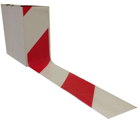 1 Roll of HAZARD WARNING TAPE Non Adhesive Red & White barrier 75mm x 500m
