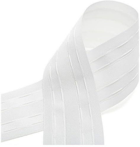 Ruban fronçeur pour rideaux, ruflette de 5 cm x 5 m - blanc