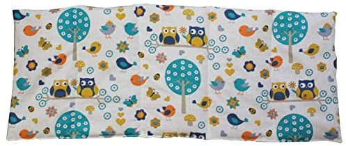 Franzis Nähstube 50x20cm Dinkelkissen Eule weiss in 100% Baumwolle I Körnerkissen Dinkel 50x20 für Mikrowelle I Wärmekissen, Dinkelkernkissen, Nackenwärmekissen