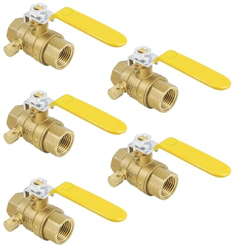 Midline Valve 627T223-NL-5 Premium Full Port Ball Valve with Drain, Brass, 1 in. FIP x 1 in. FIP (5 Pack)
