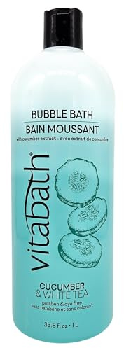 Vitabath Cucumber & White Tea Bubble Bath Rich Foaming Bubbly Soak & Relaxing Aromatherapy Moisturizing & Nourishing Indulgent Suds for Women & Men All Skin Types - 33.8 fl oz