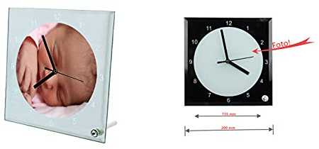 Orologio di vetro con foto personalizzata, personalizzabile, ideale come regalo, con le tue foto e i tuoi testi