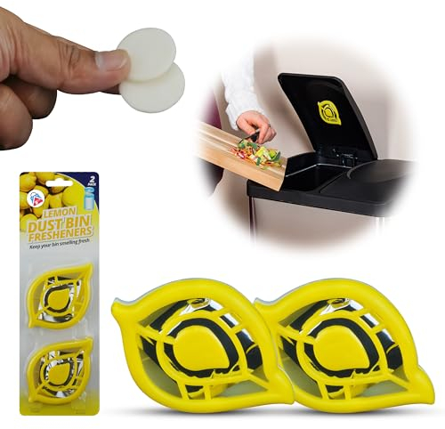 2Pcs Bin Freshener Odour Eliminator for Kitchen Dustbins, Lemon Scent Air Freshener Self Adhesive Leaf Design, Odour Remover for Swing Pedal Bins, Trash Can Deodoriser