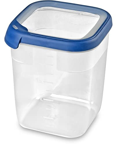 Curver Boîte Alimentaire carrée Multi Usage 2,6L en polypropylène 100% recyclé, 15x15x18,1 cm, adapté au Micro-Ondes, Lave-Vaisselle, Congélateur- Bleu