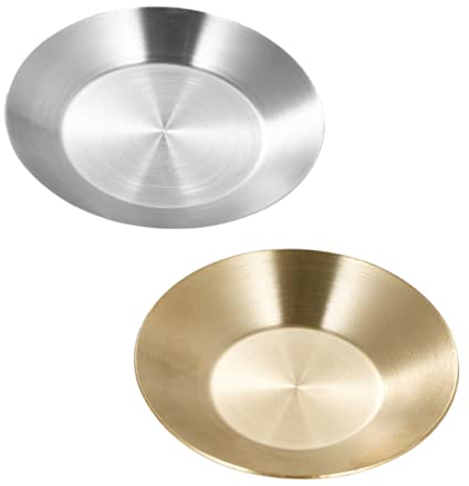 2 platos de condimento bandeja de cubiertos platos de fondue bandejas de postre plato de degustación de metal tazas de salsa pequeñas tazas de salsa platos de acero inoxidable platos de aperitivo