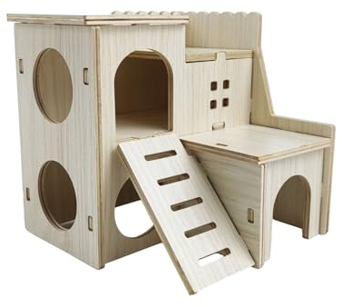 YuWangg Hamsterhaus,Haustier-Kleintierversteck Aus Holz,Holzhaus Für Mäuse/Hamster,meerschweinchen Haus,Geeignet für Hamster, Chinchillas, Meerschweinchen und andere Kleintiere