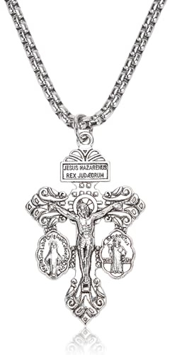 Collar Crucifijo de Perdón Con Medalla de San Benito y Milagrosa, Cruz Católica, Rosarios Católicos, Regalos Cristianos Para Hombre y Mujer, Mamá, Papá, Abuela, Suegra, Tía
