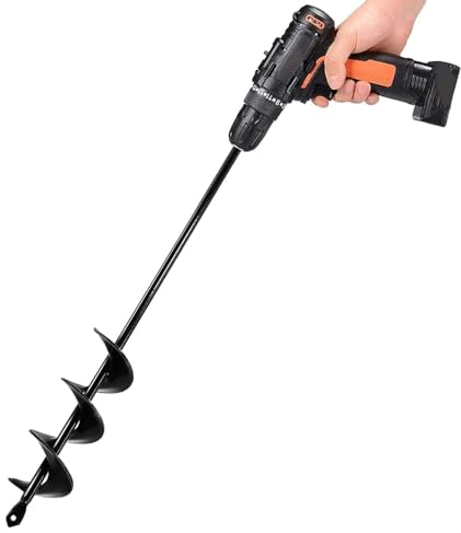 LYFETC Gartenbohrer Erdbohrer für bohrmaschine（4X42cm）,erdbohrer für akkuschrauber,Grabungswerkzeug zum Pflanzen,Schwerlast Blume Pflanzgefäße Schnecke zum Löcher Graben,Solider Schaft Spiralbohrer