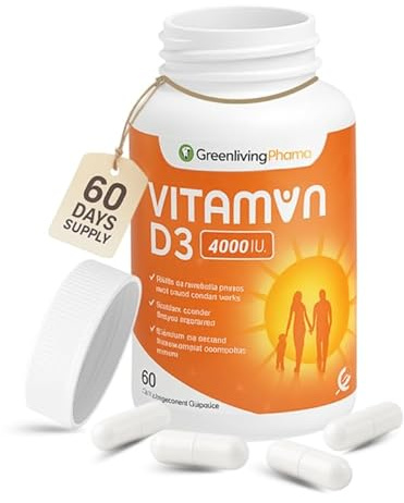 Vitamin D3 4000 IU High Strength | Immune Support, Strong Bones, Teeth & Muscles | Vegetarian Vitamin D Supplements | UK Made VIT D3 Capsules