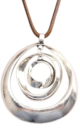 COOLLA Necklace Vintage Boho Style Multilayer Pendant Long Sweater Necklace Jewelry for Women Men with Adjustable Cord (silver)