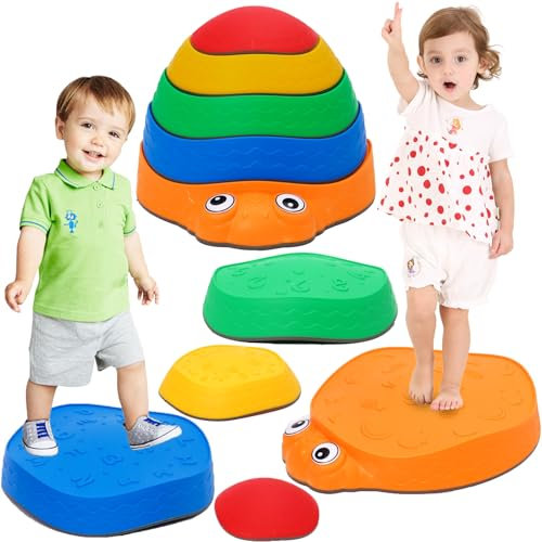 Balance Stepping Stones 5Pcs Stackable Balance Block for Kids Non-Slip Stepping Stone for Indoor Outdoor Balances Beam Game for Obstacle Course Sensory Play for Boy Girl and Toddlers
