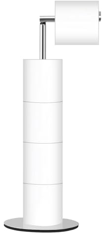 Muorruo Porte-Papier Toilette sur Pied, Support de Rouleaux de Papier Toilette avec réserve, présentoir Moderne pour Salle de Bain pour 4 Rouleaux, Chrome, Housen Solutions