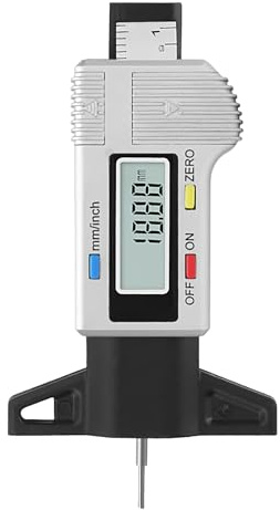 PrecisionPro - Misuratore di profondità digitale da 0 a 25,4 mm, in acciaio con alloggiamento in PP, precisione 0,2 mm, risoluzione 0,01 mm, strumento per il controllo 'usura delle ruote del