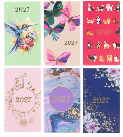 2027 Diary Week to View Slim - Bees Hardback Planner Runs January to December 2027 - Pocket Size, 16cm x 9cm with Ribbon Bookmark (Bee)