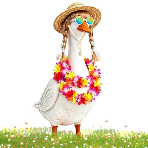 Générique Sommarklädsel för verandagås - Hawaiian tropisk ankdräkt - gåskrona kläder | trädgård gräsmatta balkong terrass bakgård äng utomhus dekoration