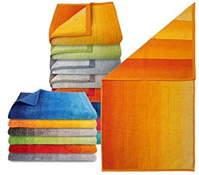 Dyckhoff Bio-Badezimmerserie „Colori“ - erhältlich als Handtuchserie und als Badteppichserie in 8 brillanten Farbkombinationen, Handtuch 50 x 100 cm, gelb