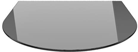Rundbogen 120x130cm Glas schwarz - Funkenschutzplatte Kaminbodenplatte Glasplatte (Schwarz RB120x130cm - mit Silikon-Dichtung)