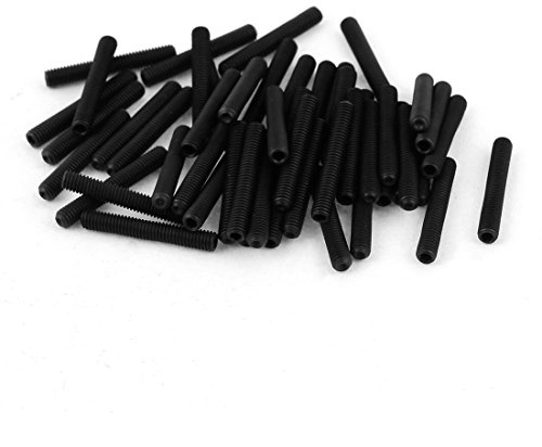 uxcell 50Pcs Black M3 x 20mm Alloy Steel Hex Socket Set Grub Screws Headless Cup Point