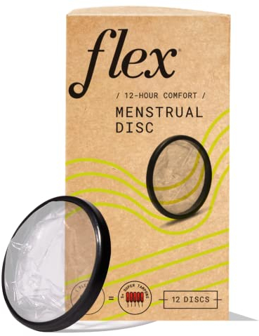 Flex - Dischi mestruali usa e getta, tampone alternativo a coppetta, confezione da 12, colore nero