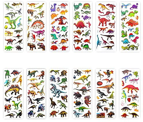 SAVITA Autocollants Dinosaure 3D Autocollants gonflés pour les enfants (300 pièces et plus), gommette Stickers, 24 feuilles autocollants pour récompense Scrapbook fête d'anniversaire à thème Dinosaur