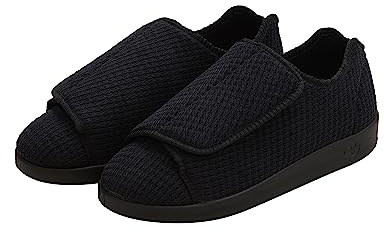 Silverts Diabetic Slippers for Men, Mens Slippers Wide Width, Shoes for Swelling | Non-Slip Footwear for Elderly - Black/Black 12