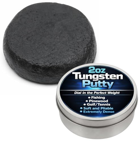 Reaction Tackle Tungsten Putty - Moldable Reusable Weight for Precision Weighting of Pinewood Derby Cars, Golf Clubs, Tennis Rackets, Fly Fishing Leaders and Fishing Rigs - Black 2 Oz (60g)