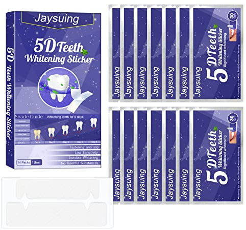 Bleaching Stripes Zahnaufhellung-Streifen,Teeth Whitening Streifen, Zahnweiß Streifen,bleaching zähne 14 Streifen, alle Zähne Flecken schnell entfernen, Zahnbleaching Set für Weiße zähne,4 Stück