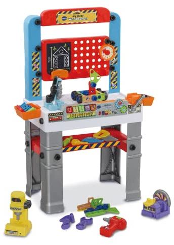 VTech My Busy Workbench, Interactive Toddler Toy, Pretend Play Tools, 100+ Pieces, Lights, Music & Sounds, Kids Gifts 3, 4, 5 + Years, English Version