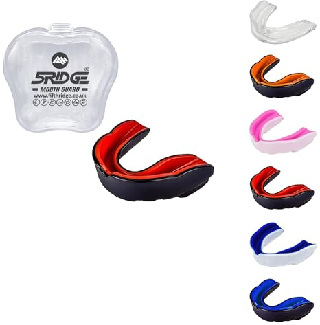 Mundschutz Erwachsene Jugend & Junior für alle Kontaktsportarten Mundschutz Boxen, MMA, Gum Shield Rugby, Fußball, Lacrosse, Hockey (Rot/Schwarz, Junioren unter 11 Jahren)