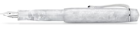 Kaweco ART SPORT Acrylic Fountain Pen - Mineral White, Steel Nib (M), Ink Cartridges, 12.5 cm
