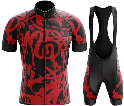 Ropa Ciclismo Hombre Verano Maillot Bici MTB Manga Corta Conjunto Ciclista,Traje Bicicleta Camiseta Ciclo y Culotte Tirantes con 19D Gel Acolchado,Completa Jerseys Transpirable Secado Rápido(4,L)