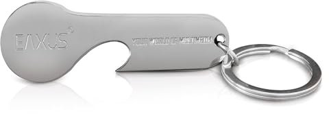 Eaxus® Einkaufswagenlöser aus Edelstahl - Hochwertiger Einkaufswagenchip mit Schlüsselanhänger, Silber