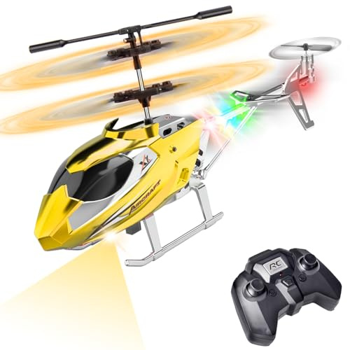 TERRAMUS Helicóptero RC, Helicóptero de Control Remoto 2.4G con luz LED, Mantenimiento de altitud con giroscopio, despegue por un Solo Toque, Aviones de Interior para niños Adultos